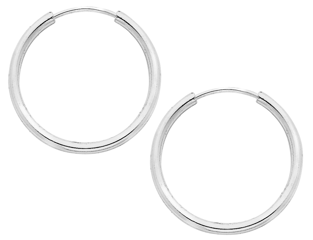Affordable and fashionable medium hoop earrings (2.0mm) 1 inch in size, crafted in sleek (.925) sterling silver. Perfect for everyday wear.