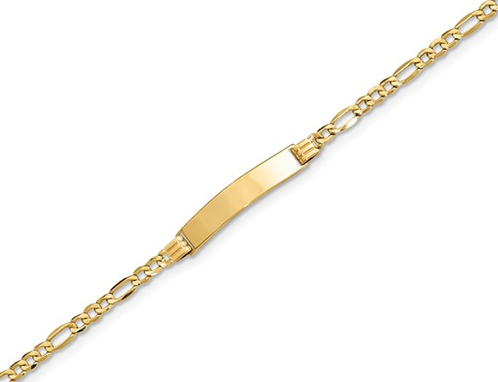 Engraveable ID Bracelet in 14K Yellow Gold 7 Inches