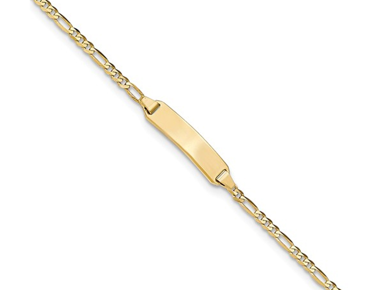14K Yellow Gold Engraveable Figaro ID Bracelet ( 7 Inches)