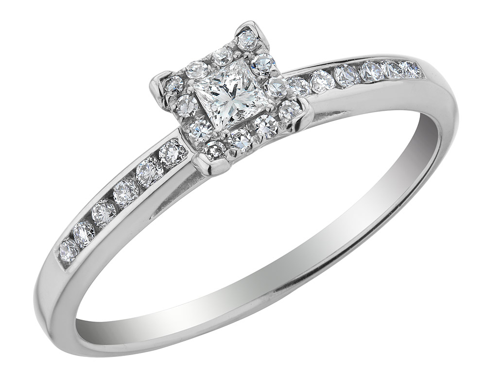 1/5 Carat (ctw) Princess-Cut Diamond Engagement Ring in 10K White Gold