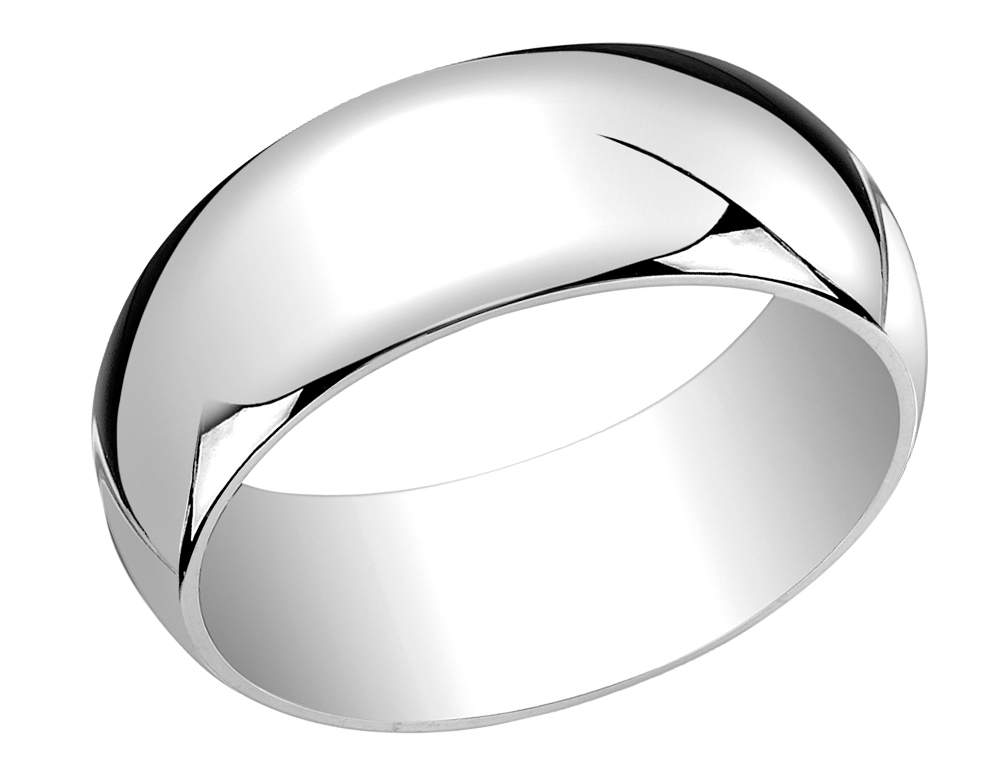 Mens 8mm Wedding Band Ring in 10K White Gold