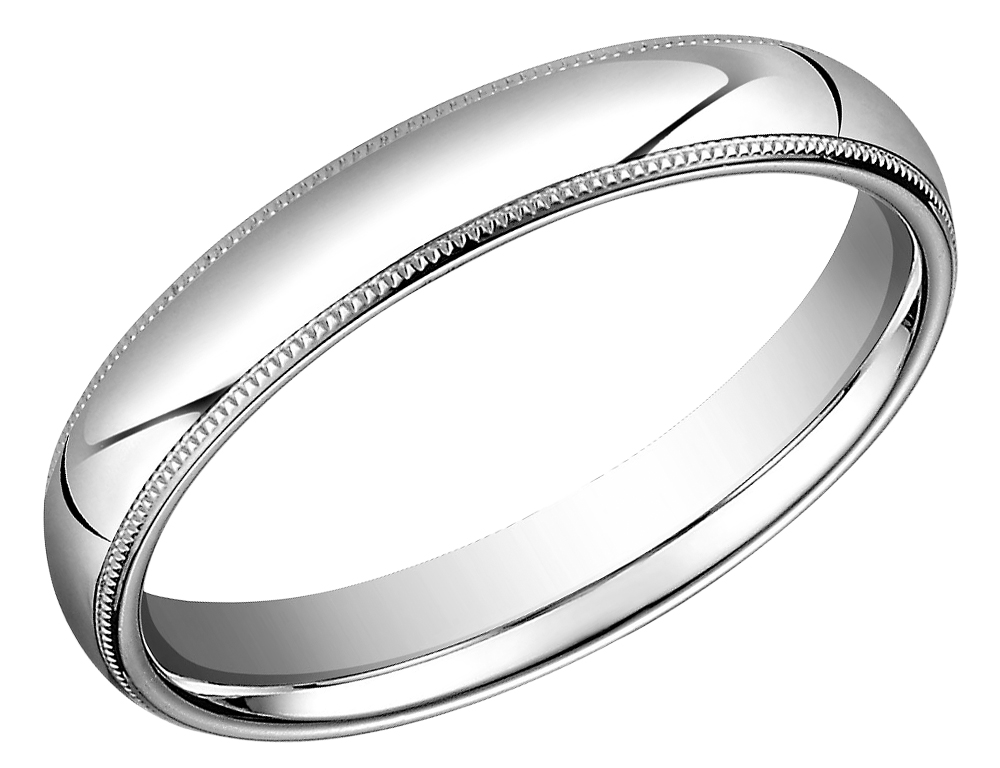 Ladies 4mm Wedding Band Ring in 14K White Gold