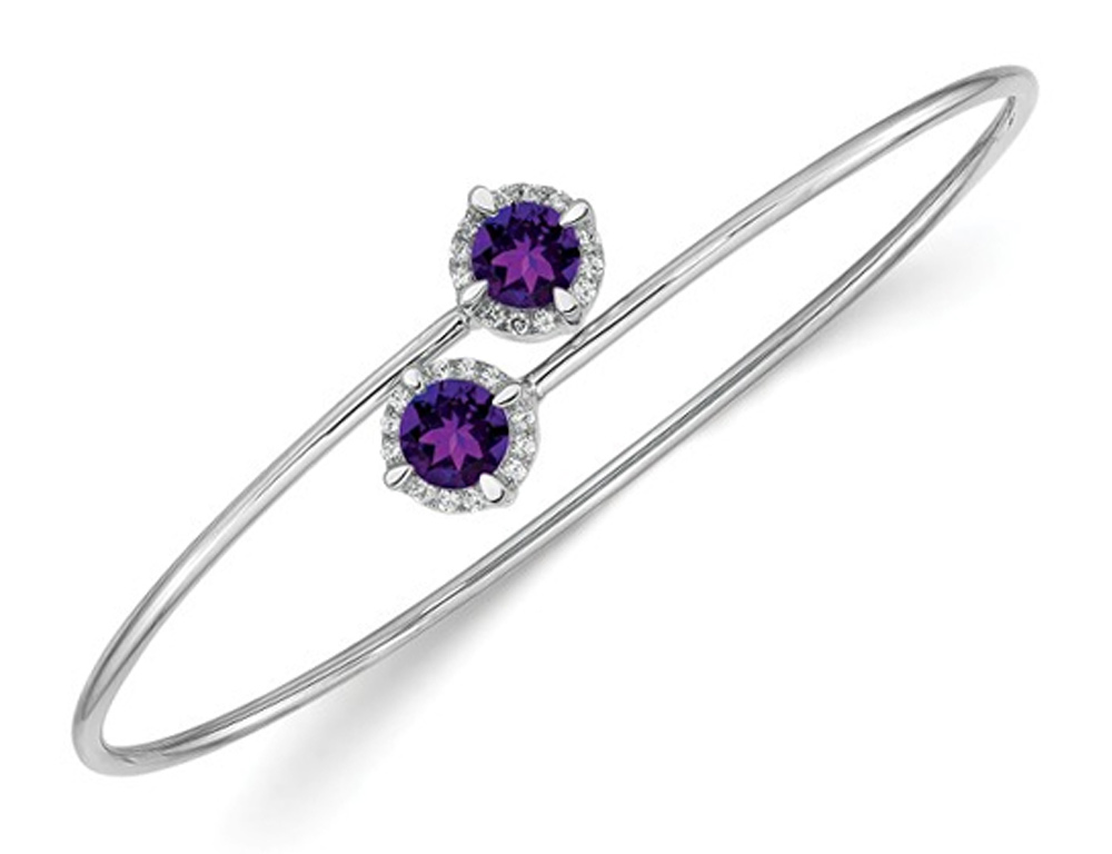 White gold purple amethyst bangle bracelet 