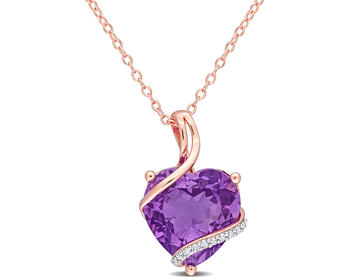 Rose pink plated sterling silver amethyst necklace