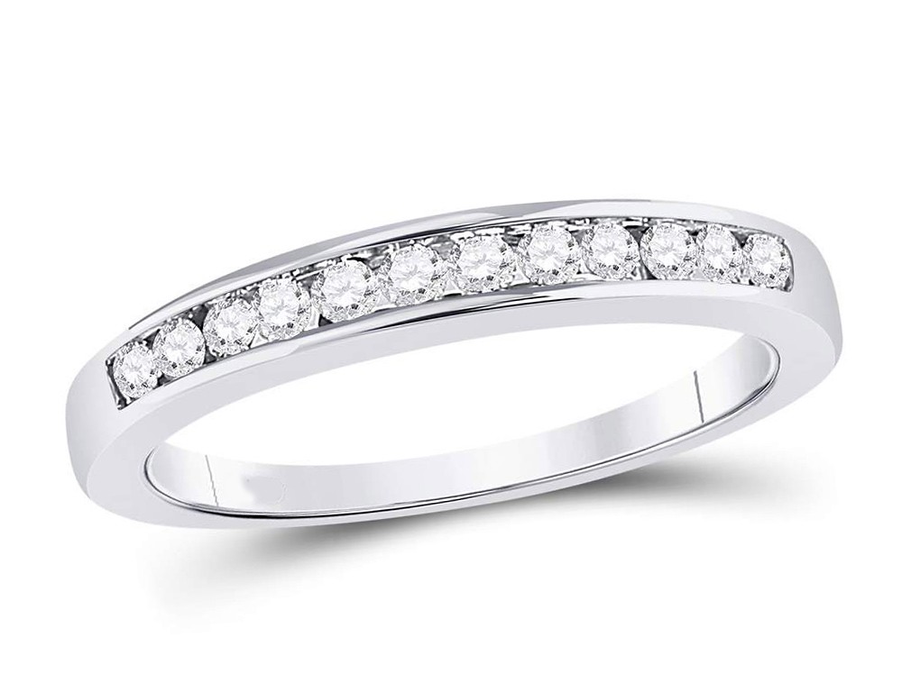 1/4 Carat (ctw G-H, I1-I2) Diamond Wedding Band Ring in 14K White Gold