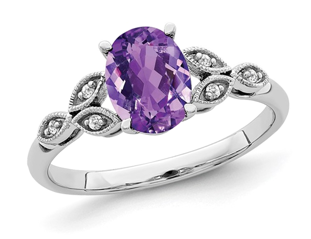 Oval cut white gold amethyst ring