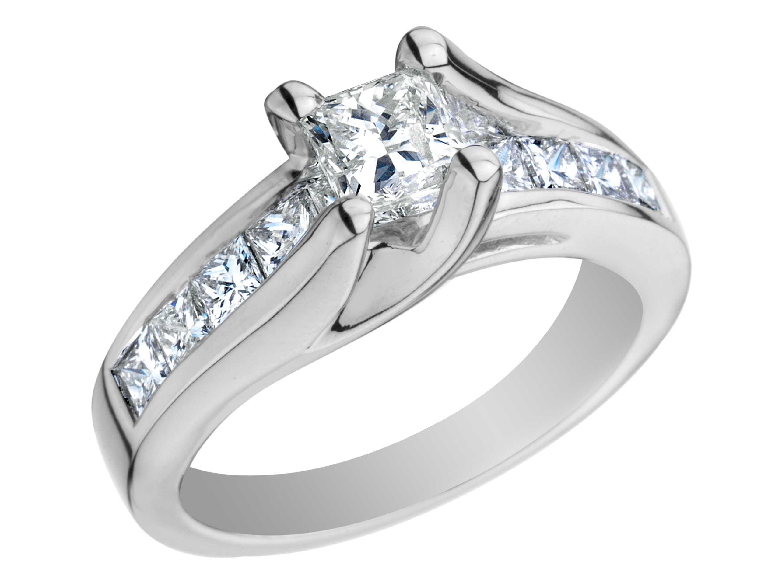 1/2 Carat (ctw I-J , I1-I2) Princess Cut Diamond Engagement Ring in 14K White Gold