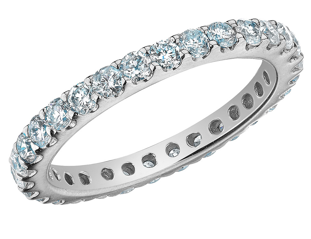 1.00 Carat (ctw I1-I2) Diamond Eternity Wedding Band Ring in 14K White Gold