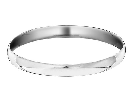 Sterling Silver Slip-On Polished Bangle Bracelet (7.0mm Solid)