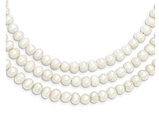Triple Strand White Pearl Neckace in Sterling Silver