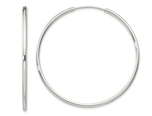 Extra Large Hoop Earrings in Sterling Silver 2 Inch (2.0mm)