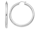 Large Hoop Earrings in Sterling Silver 2 Inch (4.0mm)