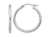 Small Diamond Cut Hoop Earrings in Sterling Silver 1 Inch (2.0mm)