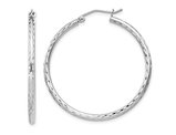 Medium Diamond Cut Hoop Earrings in Sterling Silver 1 1/4 Inch (2.0mm)