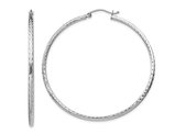 Large Diamond Cut Hoop Earrings in Sterling Silver 2 Inch (2.0mm)