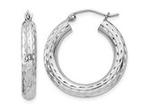 Medium Diamond-Cut Hoop Earrings in Sterling Silver 1 Inch (4.0mm)