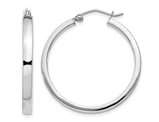 Medium Diamond Cut Hoop Earrings in Sterling Silver 1 1/4 Inch (3.0mm)