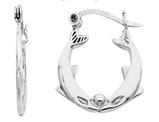 Sterling Silver Dolphin Polished Hoop Earrings 