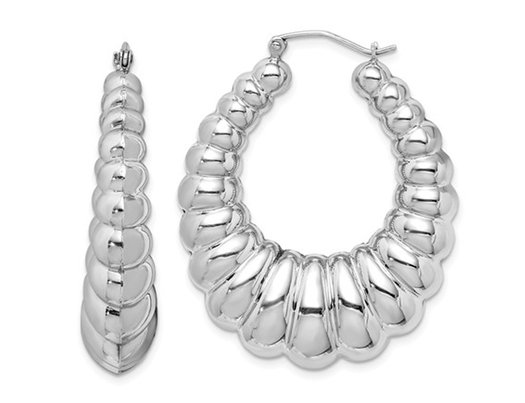 Fancy Hoop Earrings in Sterling Silver