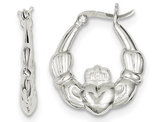 Sterling Silver Polished Claddagh Hoop Earrings