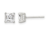 5mm Synthetic Cubic Zirconia (CZ) Princess-Cut Solitaire Stud Earrings 1/2 Carat (ctw) in Sterling Silver
