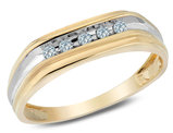 Mens 1/8 Carat (ctw I2-I3) Diamond Wedding Band Ring in 10K Yellow and White Gold