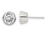 7mm Cubic Zirconia (CZ) Solitaire Stud Earrings 2.50 Carat (ctw) in Sterling Silver
