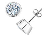 8mm Cubic Zirconia (CZ) Bezel-Set Solitaire Earrings 3.50 Carat (ctw) in Sterling Silver