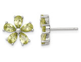 Green Peridot Flower Earrings in Sterling Silver