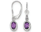 1.50 Carat (ctw)  Amethyst Drop Oval Earrings in Sterling Silver