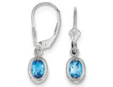 2.00 Carat (ctw) Blue Topaz Drop Oval Earrings in Sterling Silver