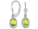 1.70 Carat (ctw) Green Peridot Drop Oval Earrings in Sterling Silver