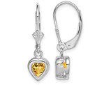 1.30 Carat (ctw) Citrine Drop Heart Earrings in Sterling Silver