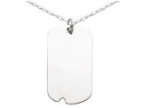 Dog Tag Pendant Necklace in Sterling Silver with Chain