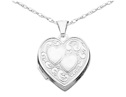Heart Locket in Sterling Silver with Chain