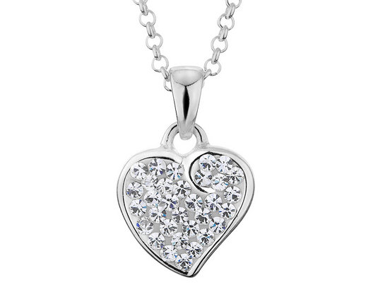 Synthetic Crystal Heart Pendant Necklace in Sterling Silver with Chain