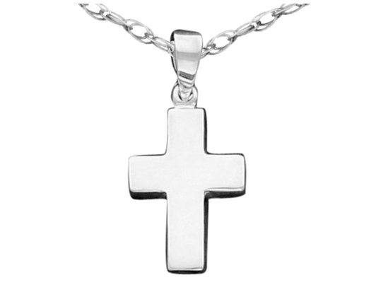 Sterling Silver Junior Cross Pendant Necklace with Chain