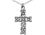 Antiqued Celtic Cross Pendant Necklace in Sterling Silver with Chain