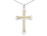 Sterling Silver with Gold Plating Cross Pendant Necklace with Chain