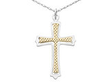 Sterling Silver with Gold Plating Cross Pendant Necklace with Chain