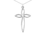 Laser Designed Cross Pendant Necklace in Sterling Silver with Chain