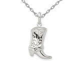 Sterling Silver Cowboy Boot Charm Pendant Necklace in  with Chain