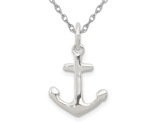 Anchor Charm Pendant Necklace in Sterling Silver with Chain