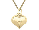 14K Yellow Gold Puffed Heart Pendant Necklace with Chain