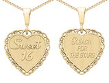 Sweet 16 Reversible Heart Pendant Necklace in 14K Yellow Gold with Chain