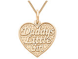 Daddys Little Girl Heart Pendant Necklace in 14K Yellow Gold with Chain