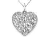 Daddys Little Girl Heart Pendant Necklace in 14K White Gold with Chain