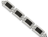 Men's Stainless Steel Bracelet with Black Enamel (9 Inches )