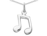 14K White Gold Music Note Charm Pendant Necklace with chain