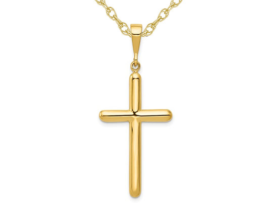 Large 14K Yellow Gold Cross Pendant Necklace with Chain